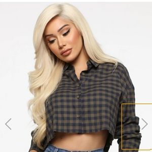 Fashion nova  crop top button up